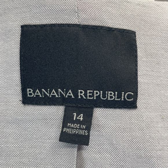 Banana Republic Linen Blend Women's 14 Coral Military Blazer Jacket Gold Buttons - Picture 8 of 12